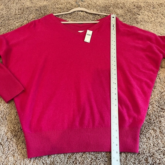 NWT new Large fits XL Anthropologie Maeve Charley v neck cashmere sweater pink - Picture 15 of 16